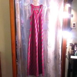 Pink & Grey stripped maxi dress